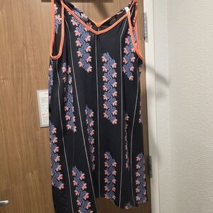 Emerald Black Dress with Orange and Blue Floral Pattern